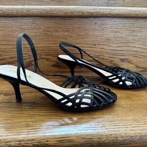 Prada Black Leather Slingback Heels  39